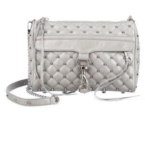 Rebecca Minkoff Studs Mini Mac Leather Crossbody Chain Shoulder Bag Zip Pocket